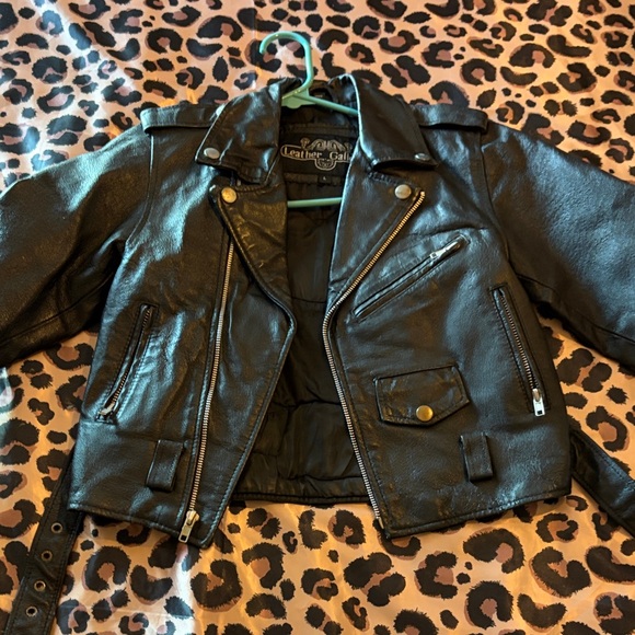 Children's Black Leather Biker Jacket